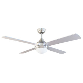Brighton 52 Inch Ceiling Fan with Light and Remote Control - Brushed Steel