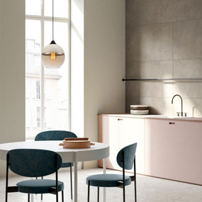 Modern Pendant Light - Round Glass White Top 200mm