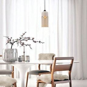 Modern Pendant Light - Glass Cylinder White Top 130mm