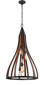 Pendant Lights | KHALEESI series: E27 pendant - Large 5 Lamp Dark redwood