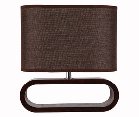 Contemporary E27 table lamp - Dark Wood and Brown Cloth Shade