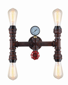 Steam Series: Decorative 4-light Aged Iron Pipe Wall Light
