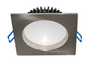 LED Downlight  - Dimmable 10W 700lm IP44 3000K 100mm Satin Chrome Square Commercial Grade