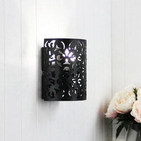 Wall Light - Black Wrought Metal, Stunning Cutout - Rustic
