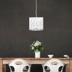 Pendant Light - White Wrought Metal, Stunning Cutout - Rustic 35