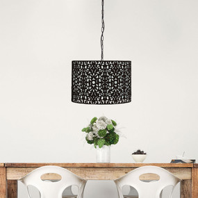 Pendant Light - Black Wrought Metal, Stunning Cutout - Rustic 45