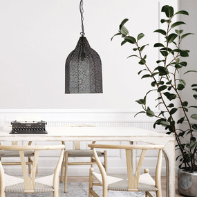 Vintage Pendant Light - Hand Crafted Mesh With Rust Colour