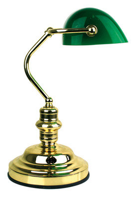 Brass Dark Green Bankers Lamp Touch