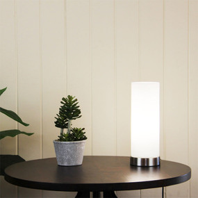 Linear Round Touch Lamp Opal Matt / Brushed Chrome