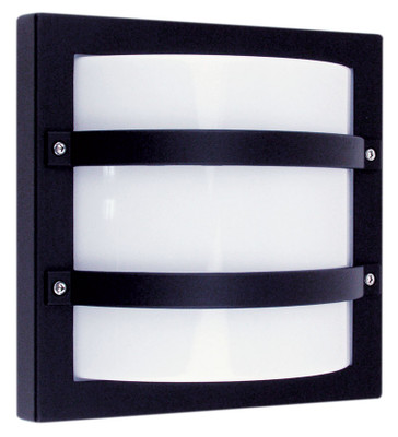Marine Grade Vandal Resistant Wall Light 240V E27 60W IP65 IK10 24cm Black