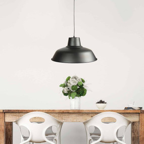 Industrial Pendant Light - Large Black With Adjustable Cord