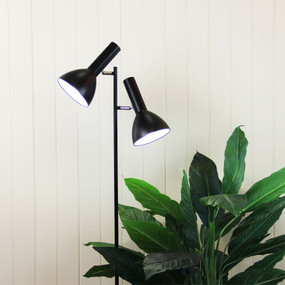 Floor Lamp - Modernistic Twin Head Black