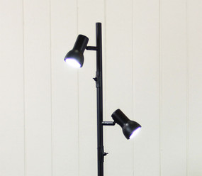 Upright LED Tall Lamp Twin Black
