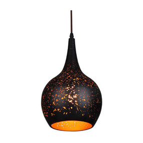 Black Pendant Light - Bell Shaped Long Cord Gold Interior - Celeste