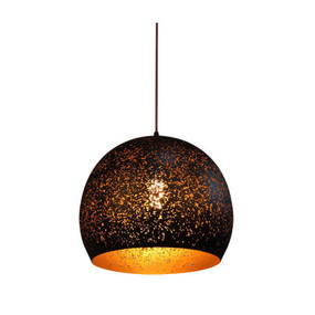 Black Pendant Light - Dome Shaped Long Cord Gold Interior - Celeste