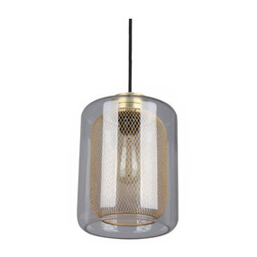 Glass Pendant Light - Industrial Style With Brass Mesh - Tono
