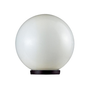200mm Sphere 240V Polycarbonate Garden Light - Black Base & Opal Sphere / E27