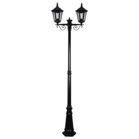 Chester Twin Head Tall Post Light - Black Finish / B22