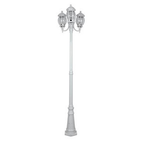 Period 3 Head Curved Arm Tall Post - White Finish B22 Made In Italy