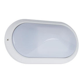 Oval 240V Polycarbonate Wall Light - White Finish / E27