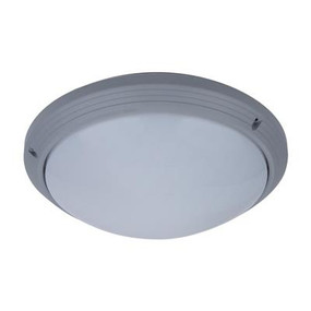 Round 240V Polycarbonate Ceiling Light - Silver Finish / E27