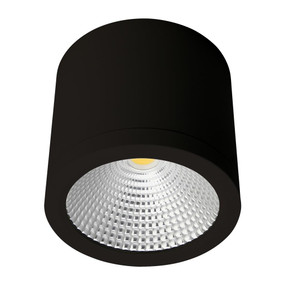 Cylindrical 240V 25W LED Ceiling Light - Black Finish / White LED
