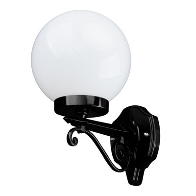 Contemporary 20cm Sphere Wall Light - Black Finish / E27