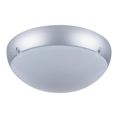 425mm Large Round 240V Polycarbonate Ceiling Light - Silver Trim E27