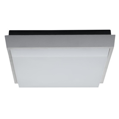 300mm Square 30W Splashproof LED Ceiling Light Silver Trim / Warm White LED