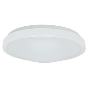 Round 15W Dimmable LED Ceiling Light - White Metal Trim / Warm White LED