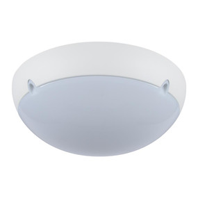 Large Round 240V Polycarbonate Ceiling Light - White Trim / E27