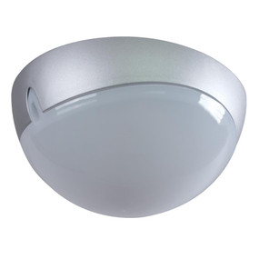 Small Round 240V Polycarbonate Ceiling Light - Silver Trim / E27