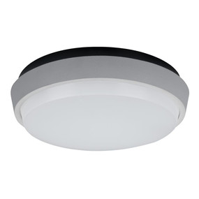 Round 20W Splashproof LED Ceiling Light - Silver Trim / Warm White LED