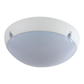 Medium Round 240V Polycarbonate Ceiling Light - White Trim / E27
