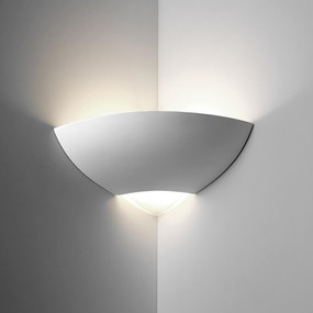 Ceramic Corner Wall Light - Raw / E27