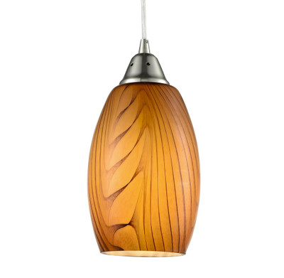 Modern Pendant Light, Brown Handcrafted Glass, Variable Suspension