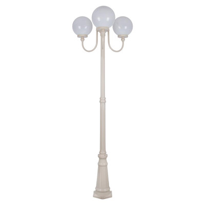 Sophisticated Triple 25cm Spheres Curved Arms Tall Post Light Beige