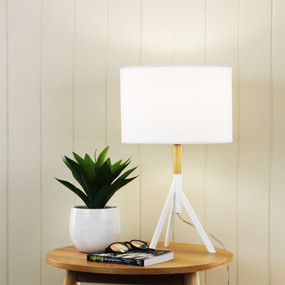 Contemporary Table Lamp Complete Antique White