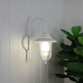 Modern White Coach Light With Clear Diffuser