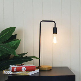 Linear Table Lamp Base Teak with Black Arm