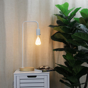 Linear Table Lamp Base Teak with White Arm