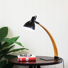 Chic Desk Lamp Oil Rubbed Bronze and Wood