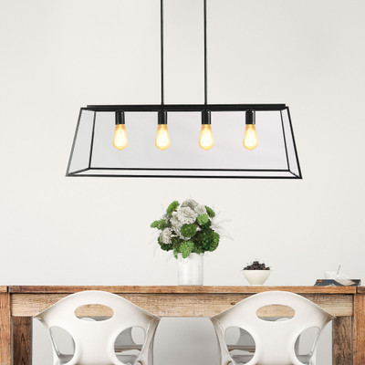 Black Pendant Chef Table 4-Light | LOW 