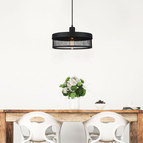 Drum Pendant Light - Mesh 36cm Black