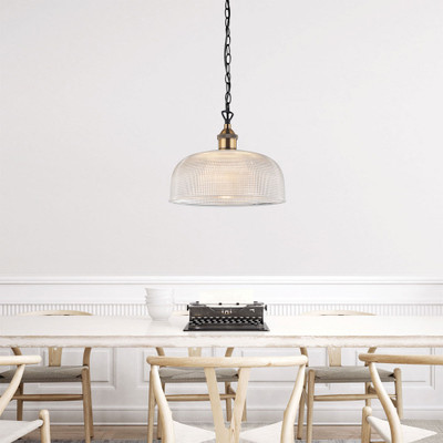 Clear Pendant Light Glass Industrial Vintage Style 270mm