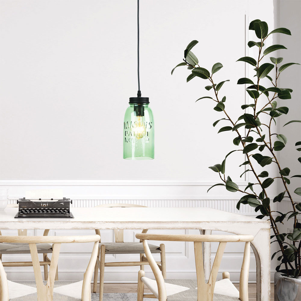 Contemporary Pendant Green Glass Lighting Style
