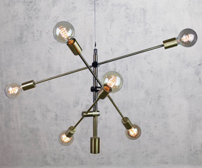 Contemporary 6 Light Pendant Antique Brass