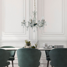 Mini-chandelier 5 Arm Pendant Light - Chrome Finish