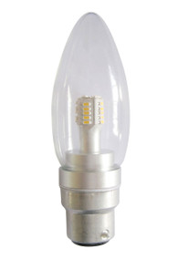 LED B22 Candle 4W 5000K Clear 300D 290lm Globe