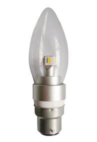 LED B22 Candle Dimmable 4W 5000K Clear 300D 310lm Globe